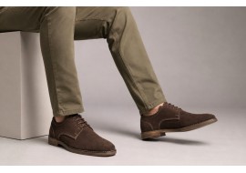 Pantofi barbati casual din piele naturala intoarsa maro GKR103MVEL